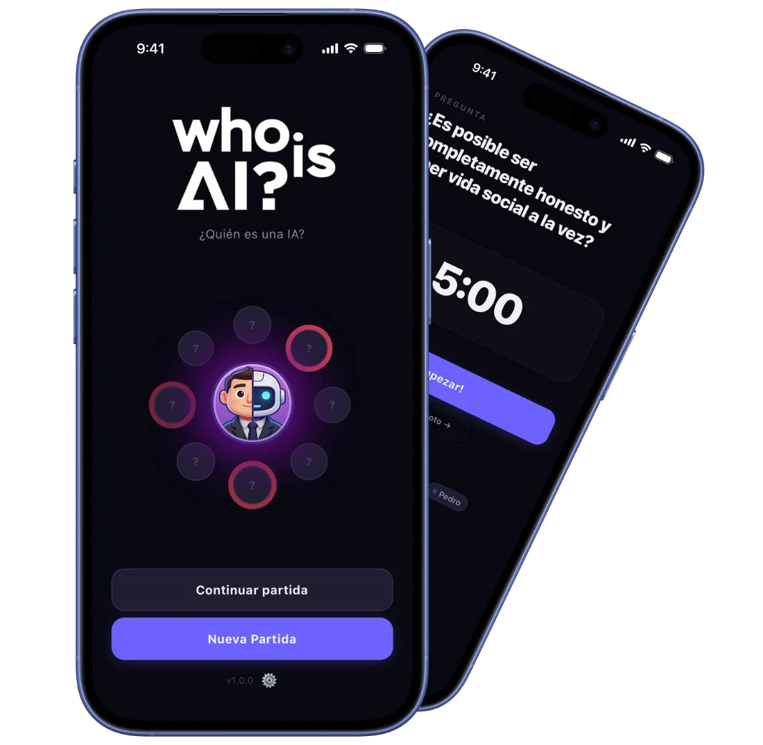 WHOISAI: dos móviles con la pantalla del juego